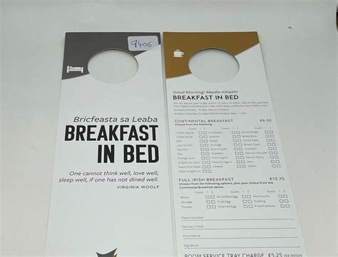 Harbour Hotel Breakfast Menu Door Hanger Hederman Hassle Free Print