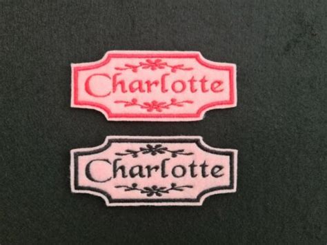 Personalised Embroidered Name Patch Badge Rectangle With Flowers Iron