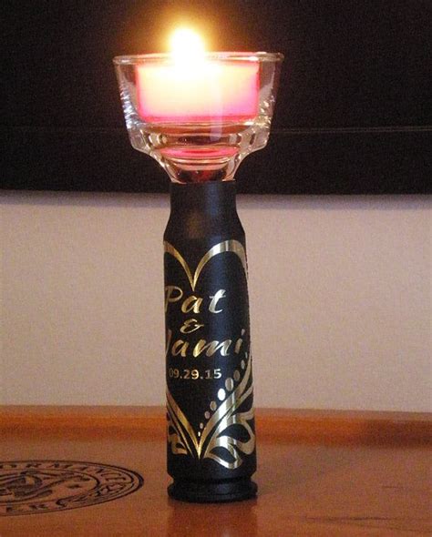 20mm Bullet Black Brass And Glass Engraved Personalized Candle Sticks