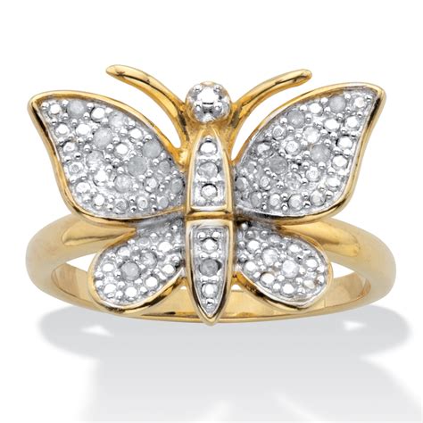 Round Diamond Butterfly Ring 10 Tcw 18k Gold Plated At Palmbeach Jewelry