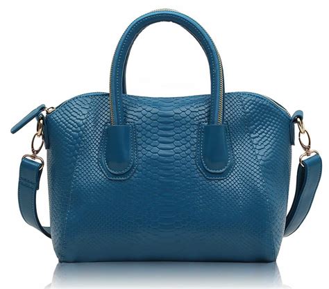 Wholesale Bags Ls0049 Teal Snake Skin Effect Fashion Handbag