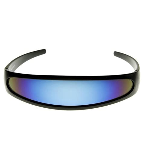 Retro Futuristic 1980s Disco Wrap Around Space Sunglasses 8964 Mirrored Lens Sunglasses