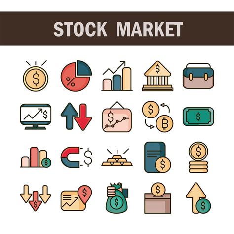 Stock Market And Economics Line And Fill Icon Set Vector Art At
