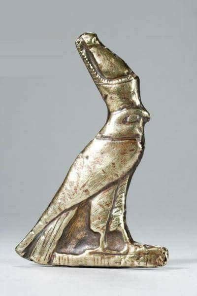 Amulet In The Form Of A Falcon Electrum Middle Kingdom 2055 1650 Bc