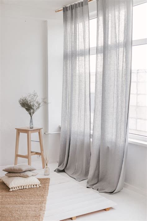 55140 Cm Wide Light Grey Linen Curtain Gray Linen Etsy Linen
