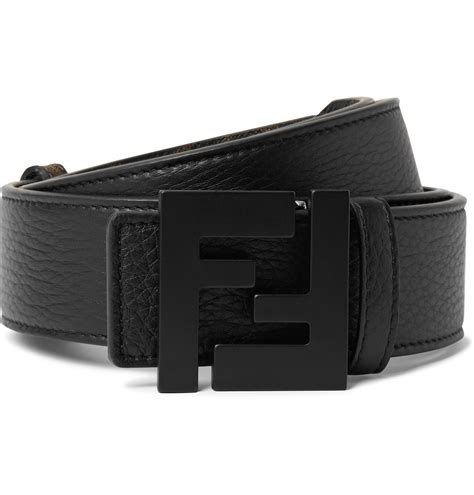 Fendi 35cm Reversible Logo Print Leather Belt Black Fendi
