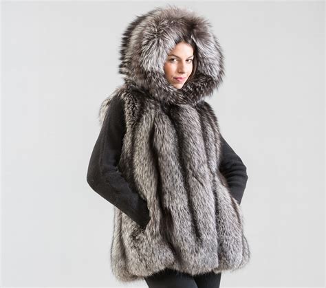 Fox Fur Vest With Hood Haute Acorn
