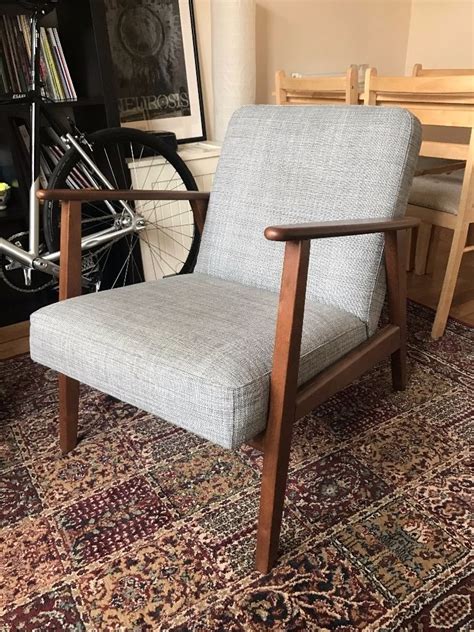 Ikea EkenÄset Isunda Grey And Wood Armchair Living Room Chairs Uk