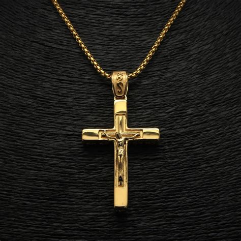 Classics Cross Jewelry Gold Plated K Gold Color Jesus Cross Pendant For Men Religious Jewelry