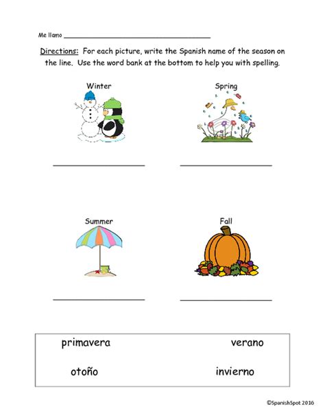 Free Spanish Worksheet Quiz Seasons And Months By Spanishspot