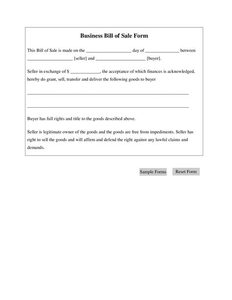 Free Printable Bill Of Sale Forms