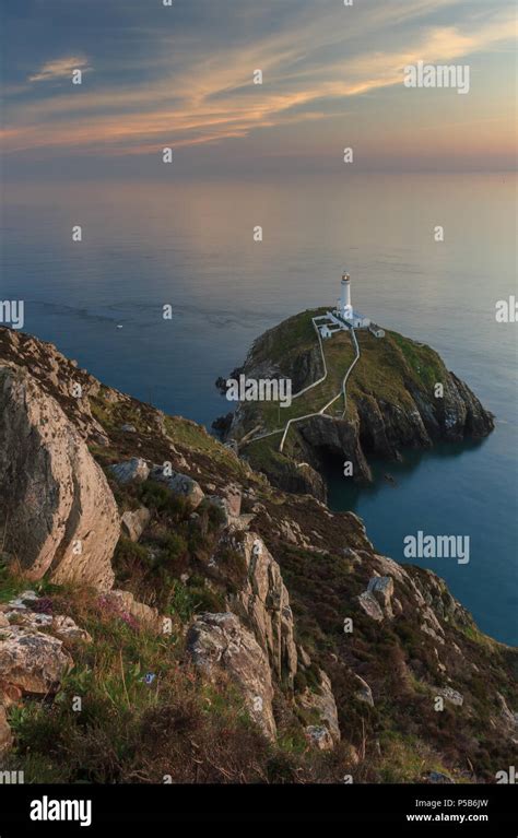 South Stack Lighthouse At Sunset Anglesey Wales Stock Photo Alamy
