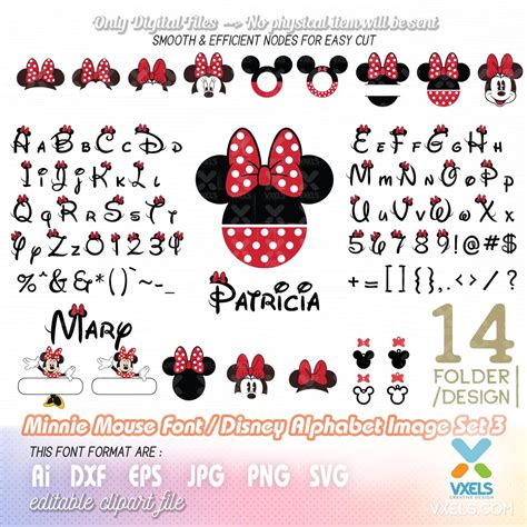 Disney Font Alphabet Svg Minnie Mouse Bundle Decorative Disney Set 3