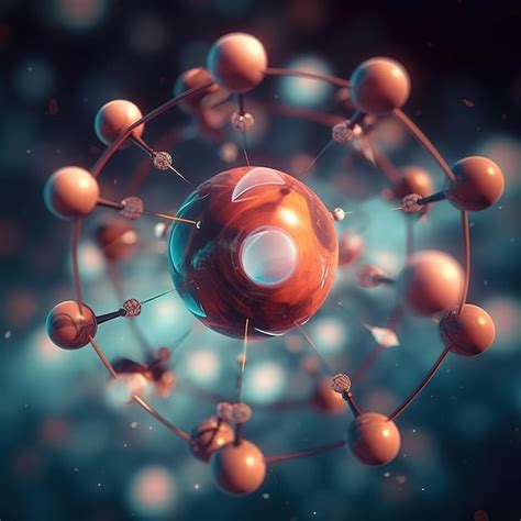 Premium Ai Image Abstract 3d Model Of An Atom On Blur Background