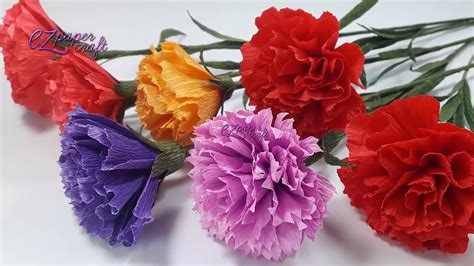 How To Make Paper Carnation Flowers From Crepe Paper Easy Diy Paper