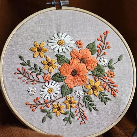 Easy Embroidery Kit Beginnermodern Hand Embroidery Full Etsy