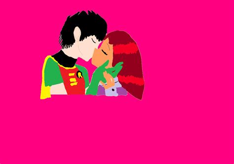 Robin And Starfire Kissing By Toolstoo On Deviantart