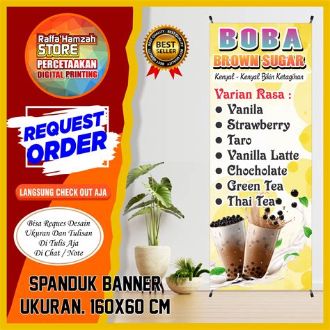 Spanduk Banner Backdrop Minuman Boba Viral Cetak Spanduk Minuman Boba