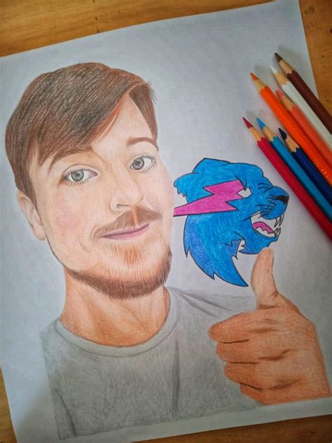Colour Pencil Portrait Of Mrbeast Watch The Video Timelapse Of Making