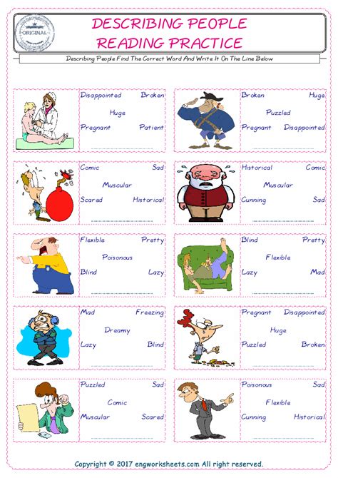 Describing People Esl Printable English Vocabulary Worksheets