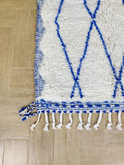 Moroccan Rug Blue Moroccan Rug Teal Hand Knotted Wool Rug Etsy