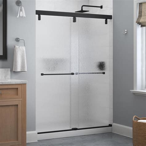 delta everly 60 in x 71 1 2 in frameless mod soft close sliding shower door in matte black