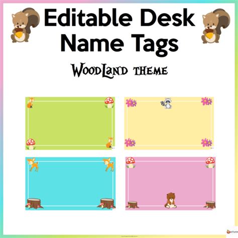 Editable Desk Name Tags Woodland Theme Made By Teachers