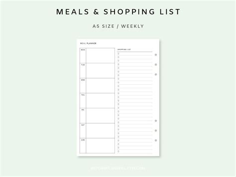 Meal Planner Printable Weekly Weekly Meal Planner Template Shopping