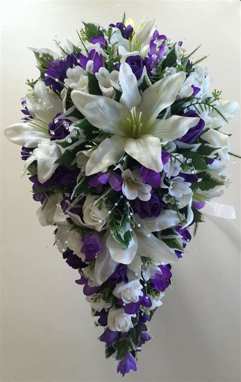 Brides Teardrop Bouquet In Ivory Lilac And Purple Wedding