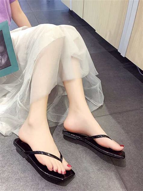 women minimalist flip flops plastic fashion flip flops shein usa