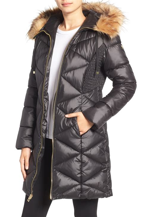 Guess Quilted Puffer Coat With Faux Fur Trim Nordstrom