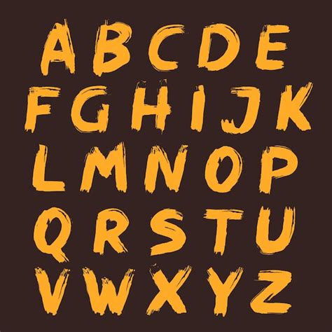 Premium Vector Alphabet Set Painted With A Brush Hand Drawn Letters
