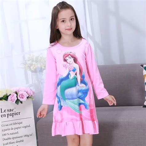 3 12y Girls Nightgown Children Clothing Knitting Cotton Long Sleeved