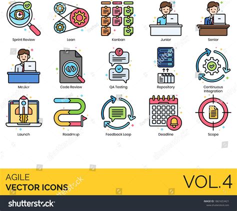 Agile Icons Including Sprint Review Lean Stock Vector Royalty Free