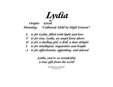 Meaning Of Lydia Lindseyboo