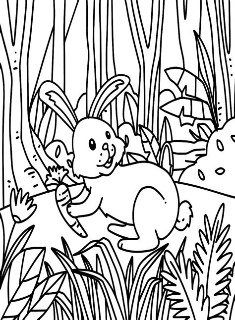 Rabbit Holding A Carrot Coloring Page Free Printable Coloring Pages