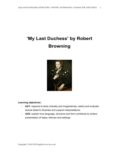 My Last Duchess By Robert Browning