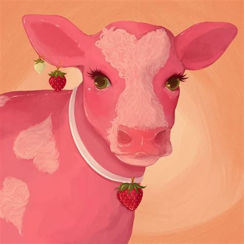 Strawberry Cow 🍓🐄 By Tsundenials On Twitter Funky Art Cow Art