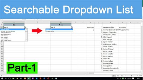 Searchable Drop Down List In Excel Pt Youtube