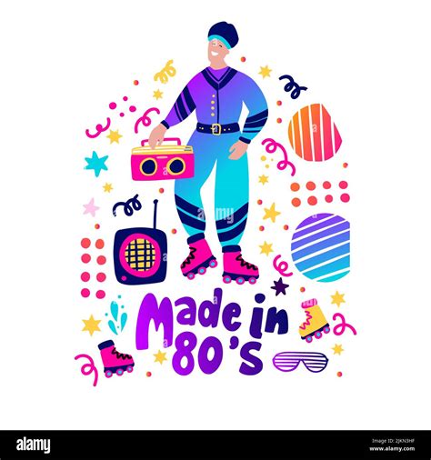 80s Retro Party Poster Funky Vector Fashion Girl Card For Print Made