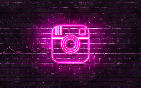Download Wallpapers Instagram Purple Logo 4k Purple Brickwall