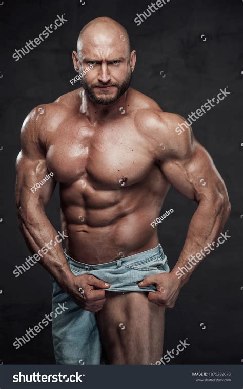 Caucasian Muscular Man Hairless Head Naked Stock Photo Shutterstock