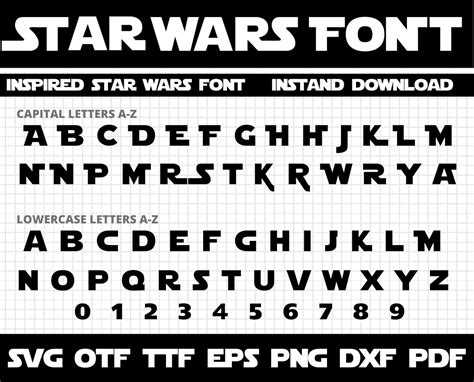 Star Wars Font Star Wars Alphabet Star Wars Star Wars Font Etsy