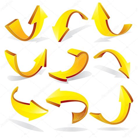 Yellow Curved 3d Arrows Stock Vector Image By ©airdone 71800157