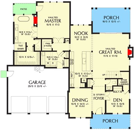 4 Bed New American House Plan With First Floor Master Suite 69756am