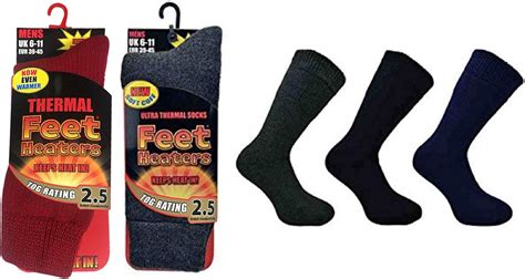 1 To 6 Pairs Mens Ultra Thermal Feet Heater Socks Tog 25 Assorted