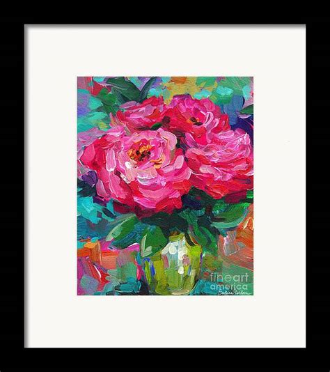 Vibrant Peony Flowers In A Vase Still Life Painting Framed Print By