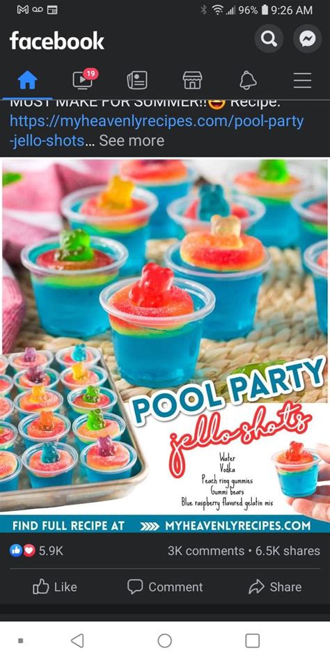 The Facebook Page For Pool Party Delights Which Features Colorful Cups