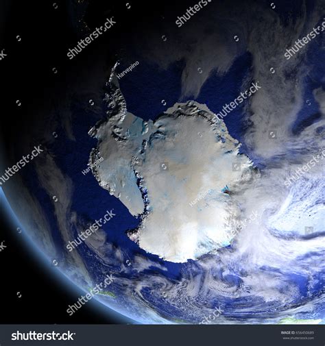 Antarctica Space 3d Illustration Detailed Planet 库存插图 656450689