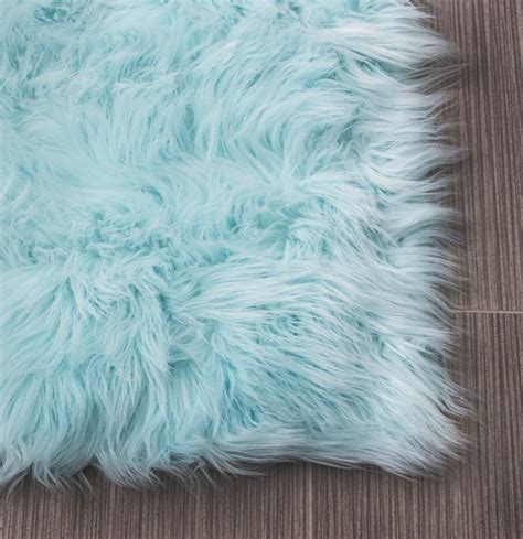 ultra soft faux sheepskin fur rug ser01 light blue 3 x 5